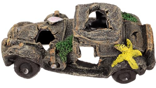 LOORGVEL Aquarium Dekoration Auto aus Harz Große Fischbecken Versteckhöhle Aquarium Ornament für Garnelen und Fischbecken Wasserunbedenklich Vielseitig Einsetzbar