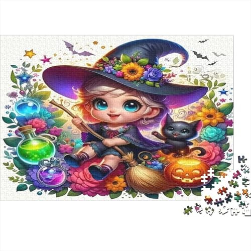 Magisches Hexe Motiv 1000 Teile Papier Puzzle für Erwachsene Gedächtnistraining Zauberhafte Illustration Dekoration 38x26cm/1000pcs