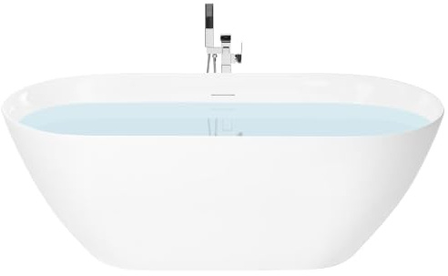 Luxus Badewanne Acryl weiß oval 170 x 75 cm freistehend modern Cedros