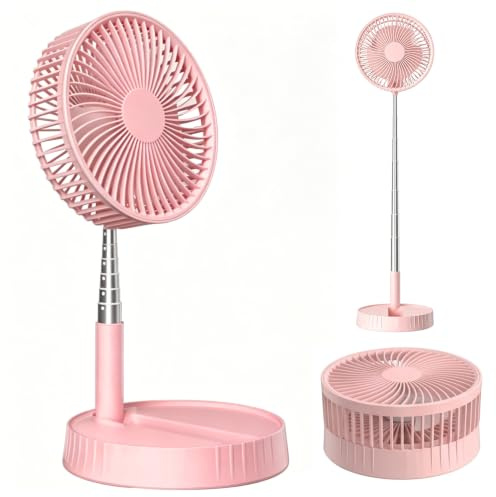 Ventilatore pieghevole, ventilatore da tavolo ricaricabile telescopico senza fili con 4 velocità e flusso d'aria a 360°, batteria da 7200 mAh, piedistallo stile 2 con ventole remote senza fili r