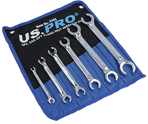 US PRO Tools 6pc SAE Imperial 6pt Flare Nut Spanners Wrench Set Brake Pipe 2295
