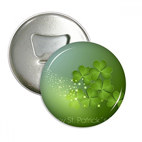 Flaschenöffner mit 4 Blättern und Sternen Irland, St. Patrick's Day, rund, Kühlschrankmagnet, 3 Stück