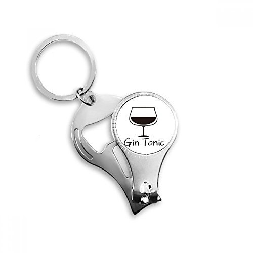 BeatChong Silhouette von Gin Tonic Cocktail Schlüsselanhänger Ring Multifunktionsnagelknipser Flaschenöffner Geschenk