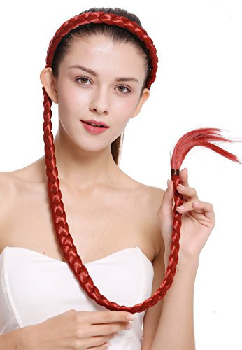 WIG ME UP - N1038-137 Haarteil Zopf an Haarreif geflochten super lang Tracht rot 95 cm