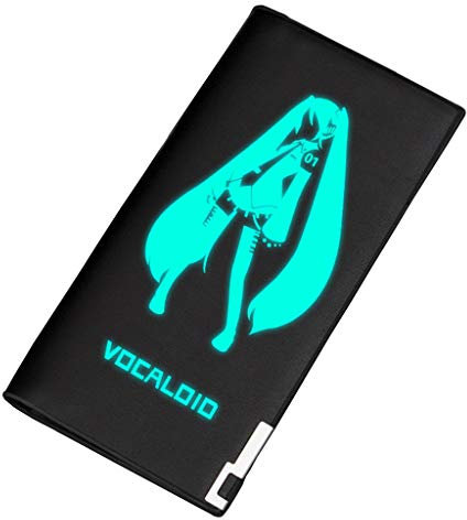 WANHONGYUE Hatsune Miku Leuchtend Bifold Brieftasche Kunstleder Schlanke Geldbörse Portemonnaie Kreditkartenhülle /4