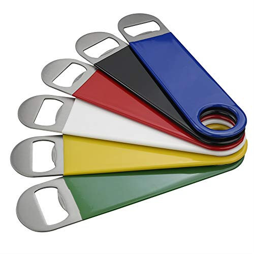 Anbers Rubber Coated Stainless Steel Flat Beer Bottle Opener, Bar Keys Set of 6