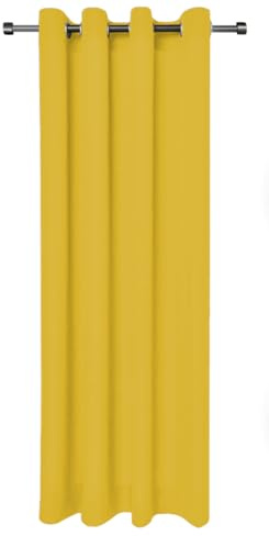 Rollmayer Vorhänge 2er Vivid Gelb 5 135x240cm mit Ösen | Hochwertig, Blickdicht, Uni einfarbig, Gardinen Schal für Schlafzimmer