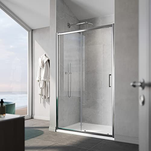 ELEGANT 1000mm Modern Sliding Shower Enclosure Cubicle 8mm Safety Easy Clean Glass Reversible Wetroom Shower Sliding Door