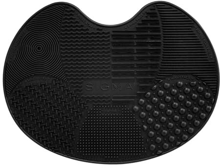 Sigma Beauty Spa® Express Tapis De Nettoyage pour Pinceaux De Maquillage - Tapis en Caoutchouc De Silicone, avec Ventouses - Plusieurs Textures, Petit, Portable Et Facile à Transporter - Noir