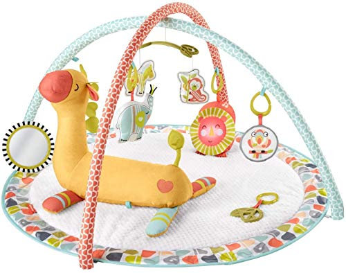 Fisher-Price GMG07 - Premium Kuschel-Spieldecke mit Giraffen-Spielkissen zur Unterstützung beim Spielen in der Bauchlage, für Kleinkinder mit Musikspielzeug, für deb Gebrauch ab der Geburt