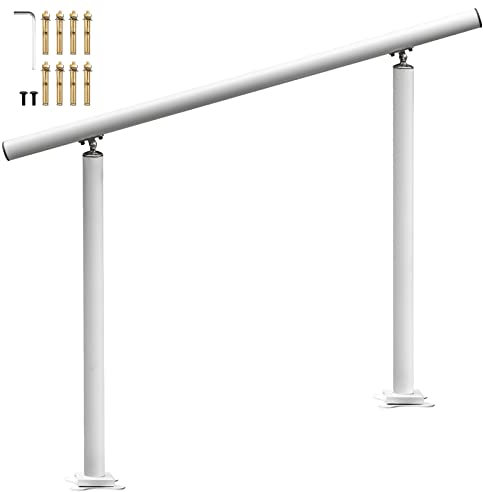 Happybuy Handlauf Außentreppe, 91,4 cm, Outdoor-Handlauf, weiß, Treppengeländer, verstellbar von 0 bis 60 Grad, Handlauf für Treppen, Outdoor, weißes Aluminium, Treppengeländer für Garten