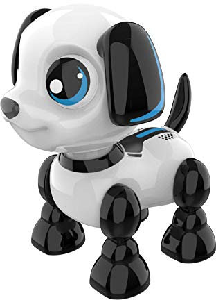 Silverlit YCOO 88524 ROBO HEADZ UP Hund by, Welpen Roboter, Ton- und Lichteffekte, Roboter für Kinder, multidirektionale Steuerung, 13 cm, schwarz und weiß, ab 3 Jahren