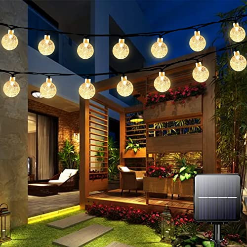Garlocht Solar Lichterkette aussen, wasserdichte lichterketten 50 LED 7M / 24Ft 8 Modi Lichterketten Innen/Außen für Dekorationen,Garten, Balkons,Terrassen,Hochzeiten, Camping, DIY usw. (warmweiß)