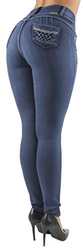 Women's Plus Size Colombian Design Butt Lift Push Up Mid Waist Skinny Jeans in Sand Wash Blue Size 18 (437)