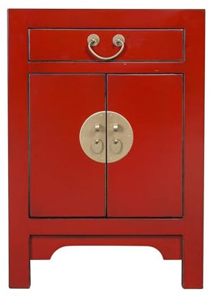 Fine Asianliving Chinesischer Nachttisch Lucky Rot - Orientique Kollektion B42xT35xH60cm Chinesischer Schrank Chinesische Nachtkommode China Orientalische Möbel Chinesische Beistelltisch