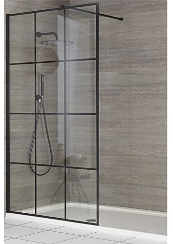Milano Barq - Black Grid Wet Room Shower Enclosure White Tray - 1200mm x 760mm