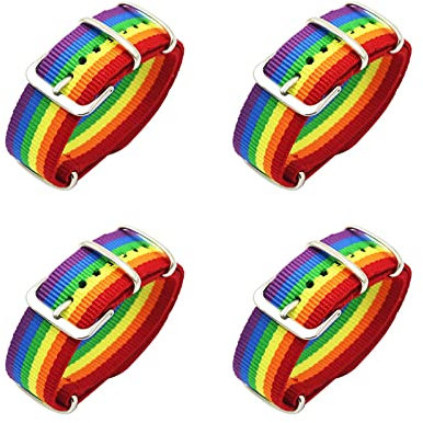 Mount Kumgang 4 Stück Lesben Regenbogen Armband, Gewebtes Armband, Stolz Armbänder für Männer, Frau, Paar - Gay Pride Geschenke, Schmuck