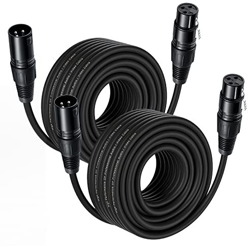 NUOSIYA Cable XLR 15m 2PACK - Micrófono Balanceado de 3 Pines Macho a Hembra para Mezclador, Altavoz, Amplificador