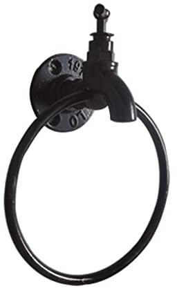 kxnps Towel Ring Vintage Industrial Style Towel Ring Rustic Pipe Hand Towel Holder Wall Mounted Hand Towel Rack for Bathroom Black, 15cm/5.90inch