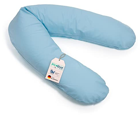 pic Bear GOTS Stillkissen XXL 190cm - Schwangerschaft Kissen - TÜV Seitenschläferkissen und Lagerungskissen für Erwachsene und Baby Schmusekissen Bio cool Blue