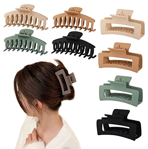 8 Stück Große Haarklammer Damen, 2 Stile Haarklammer Große Dickes Haar, 4.3 Haarspangen für dickes Haar Rutschfestes Haar Jaw Clips Haarstyling-Zubehör für Frauen Mädchen Muttertagsgeschenke