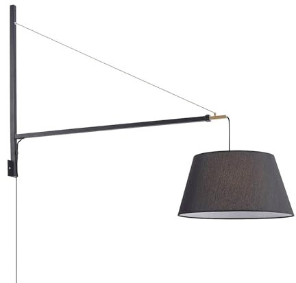 Lucande Wandleuchte, Wandlampe Innen 'Beleza' (Modern) in Schwarz aus Aluminium u.a. für Wohnzimmer & Esszimmer (1 flammig, E27) - Textil Wandleuchten, Wandstrahler, Wandbeleuchtung Schlafzimmer /