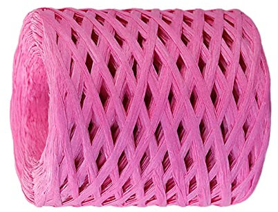 Colcolo 200 m/Rolle Bast-Papierband, Ornament, langlebig, recycelbar, zum Weben, Geschenkverpacken, Häkeln, Floristen, Basteln, Boxen, Verpacken, rosarot