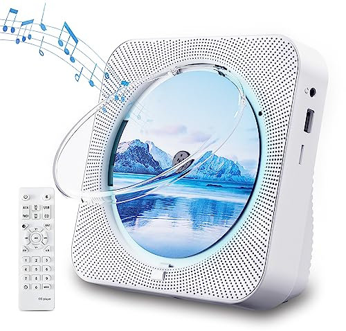 ZYOKATA Reproductor de CD portátil Bluetooth 5.1 Reproductor de CD de Escritorio con Altavoces de Sonido HiFi, Control Remoto, Cubierta Antipolvo, Pantalla LED, Radio FM Boombox, USB/AUX para el