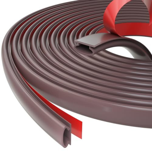 15M(Marrone) D-Tipo Guarnizioni per Porta,Autoadesivo Impermeabile Gomma Nastro Protezione,Porte e Finestre in TPE Sigillante per le Fessure Delle Porte Rumore e Collisione Anti Freddo