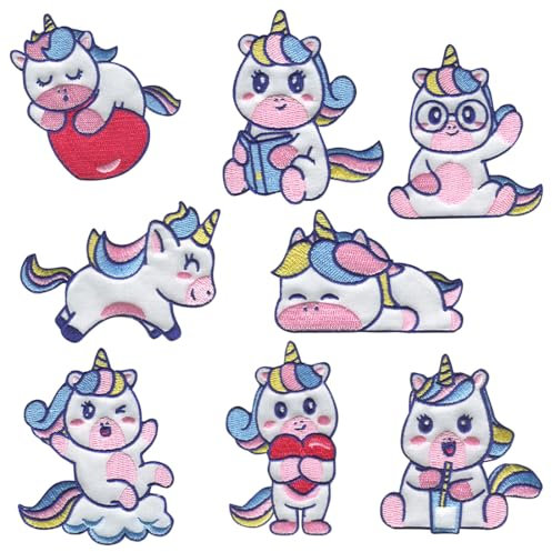 Catch the Patch Einhorn Set Baby C 8 Stück - (Größe: verschiedene Größen) – Patches, Bügelbilder, Aufbügler – zum Aufbügeln oder Aufnähen – Ideal für Kleidung, Rucksäcke