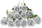 Laelfe 12 Pcs Silver Artificial Roses, Long Stem Faux Silk Flowers Fake Rose Bridal Bouquet for Christmas Wedding Home Party Arrangment Hotel Garden Decoration (Silver)