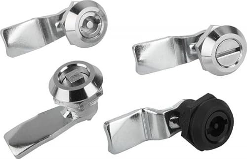 KD-Beschläge Drehriegel Schloss Vierkant Dreikant Doppelbart Schlitz Betätigung Normelemente (Schlitz Betätigung, Riegelabstand H= 18mm)