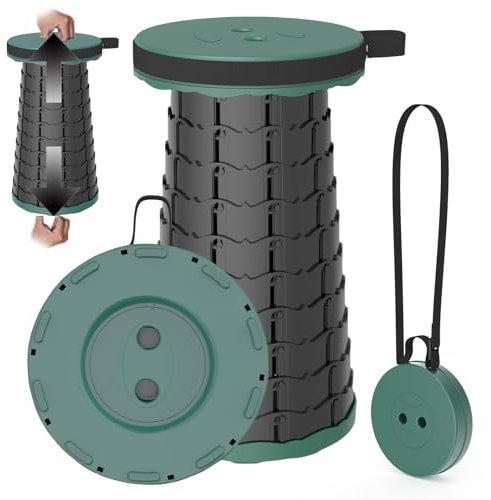 PLOGGING Zusammenklappbarer Hocker,Tragbarer Klapphocker, Teleskophocker Faltbar Campinghocker für Outdoor Camping Angeln BBQ Drinnen Küche, Belastung 200kg mit Karabiner