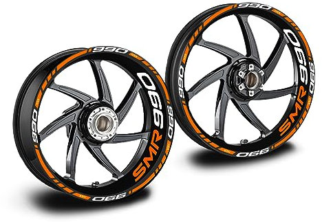 Kit adesivi cerchi moto compatibile con ktm smr 990 bianco arancione