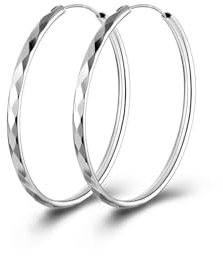 Creolen Silber 925 für Damen - Hypoallergen Groß Silber Creolen Leichte Ohrringe für Frauen & Mädchen (30/40/50/60mm)