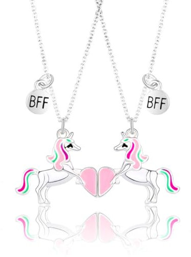 SCJJZ Ketten für Mädchen,Ketten für Damen,BFF gute Freunde Kinder süße Einhorn Halskette Pferd Liebe Halskette