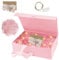 Geschenkbox mit Deckel, Geschenkkarton mit Schleife, Geschenkschachtel, Geschenkkarton mit Raffia Hamper Shreds Grußkarten, Magnetische Geschenkbox LED-Licht für Hochzeit Geburtstag Valentinstag (B)