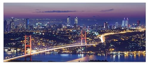 wandmotiv24 Leinwandbild Istanbul bei Nacht 120x50cm (BxH) M0374