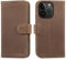 LENSUN Echtleder Hülle für iPhone 16 Pro, Handyhülle [Echtes Leder][Magnetverschluss][RFID] Handytasche Klappbar Lederhülle für iPhone 16 Pro 5G - Vintage Dunkelbraun