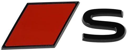 Audi 4J3853740C5FQ Schriftzug S Emblem Logo Aufkleber, selbstklebend, schwarz, mit roter Audi Sport Raute