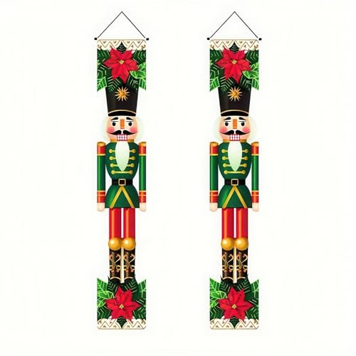 BlissYard Nussknacker Weihnachten Veranda Banner Dekorationen Soldat Modell Nussknacker Banner Haustür Hängendes Banner Eingang Xmas Winter für Wand Kamin Party Urlaub Zuhause Kinder Dekor 71 x 12
