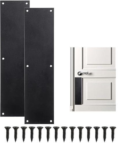 Sumnacon Door Kick Plate 2 Pcs 15''x3.5'' Stainless Steel Door Plate with Screws Sturdy Door Plates for Interior Doors Exterior Doors Push Plates for Doors Avoid from Kicking,Pet Scratches,Black