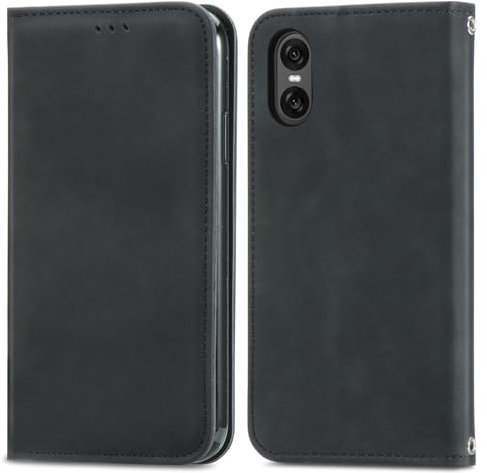 Cracedily Handyhülle für Sony Xperia 10 VI Hülle, Klapphülle Premium Lederhülle Klappbar Flip Case Tasche Magnet Kartenfach Standfunktion Klapphülle Schutzhülle für Sony Xperia 10 VI, Schwarz