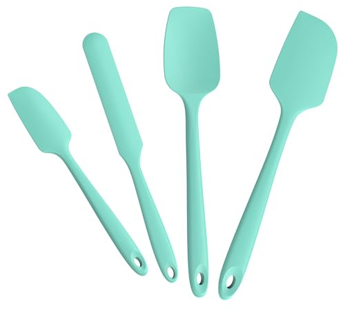Doosu Espátulas de silicona para cocinar, calor 315℃, 4u, azul cielo | Raspador alimentario resistente altas temperaturas, suave no raya, antiadherente flexible para hornear mezclar servir