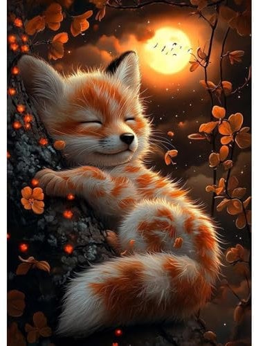 GHHKUD Kit d'art diamant renard pour adultes, kit de peinture diamant 5D pour adultes débutants, point d'art, peinture sur toile diamant, décoration murale, 30 x 40 cm