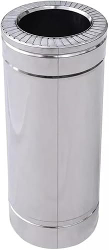 Tubo de chimenea de doble pared de 100 mm x 160 mm/250 mm, sistema de aislamiento de acero inoxidable