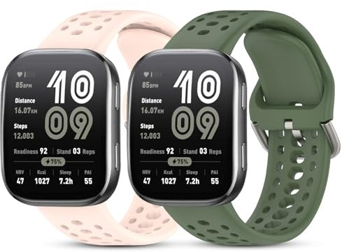 SenMore 2 Piezas 22mm Silicona Correa Compatible con Amazfit Bip 6/Bip 5/Amazfit Cheetah/Amazfit Cheetah Pro/Amazfit Balance, Ajustable Pulseras de Repuesto para Amazfit Bip 6.(No host)