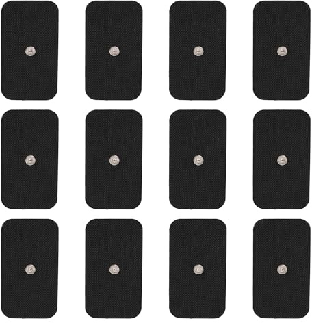 Stonenect Electrode Pads Studded Reusable Self-Adhesive Patches Replacement Sticky Compatible with Compex TENS/EMS Muscle Stimulation Pain Treatment Machines 3.5mm Button (12Pcs 5x9cm)