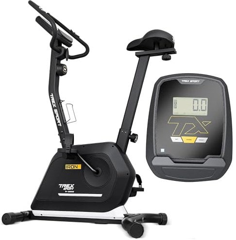 TREX SPORT Heimtrainer Fahrrad TX-500MB IRON | Hometrainer mit Pulssensoren, 14 Widerstandsstufen, Trainingscomputer | Fitnessbike leise, bis 125 kg, Schwarz