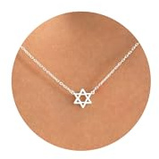 PRTGL Collar Mujer- Chapada en Oro Blanco 14K - Corazón, Mariposa, Luna y Estrella, Cruz, Flor, Abeja, Girasol, Copo de Nieve, Estrella de David, Lazo, Pez Collar con Colgante Mujer Plata